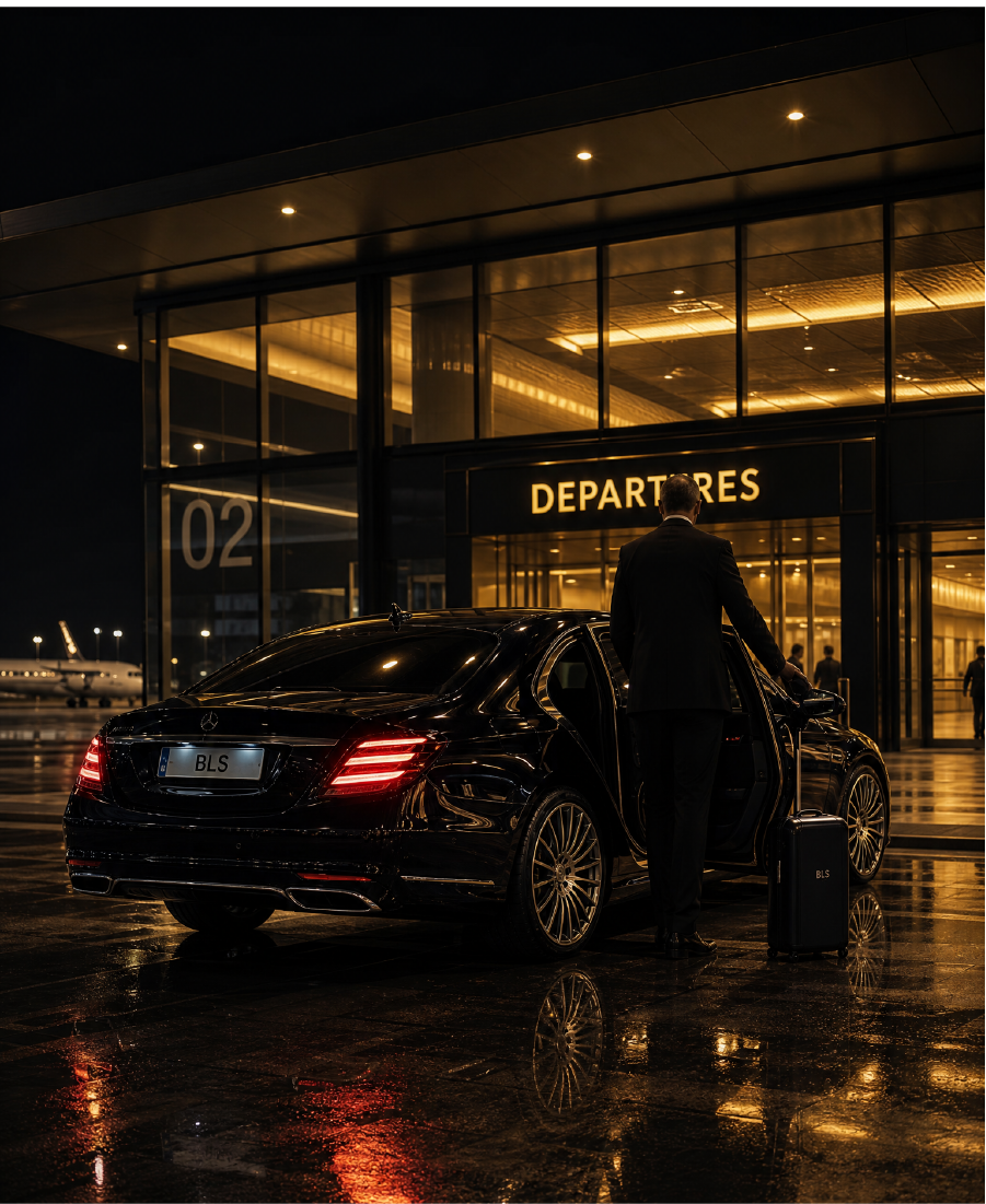 Limousine bei abendlicher Stadtfahrt